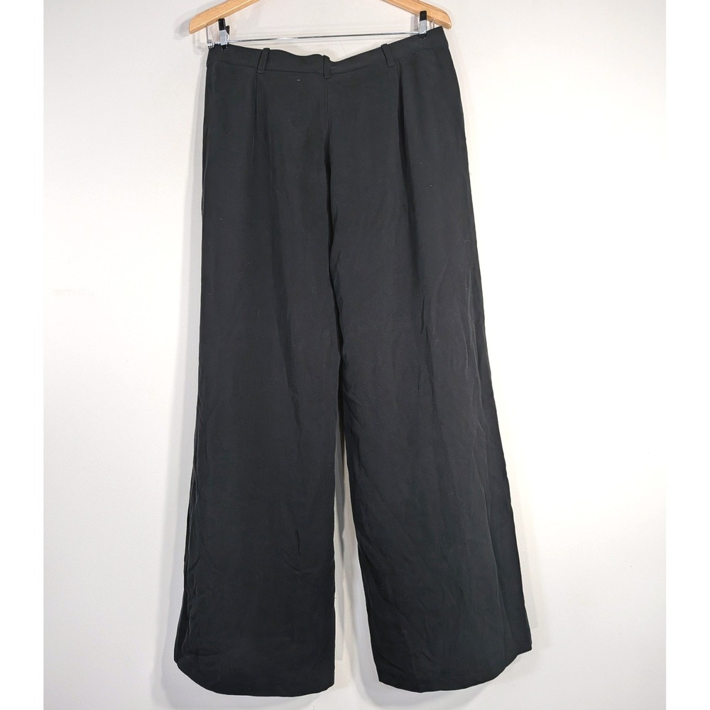 Max Studio Black Pants; Silk Wool Blend Wide Leg Trousers
